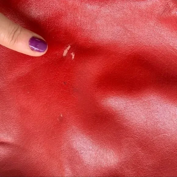 VINTAGE 80’s RED LEATHER SHOULDER BAG PURSE - Picture 6 of 6